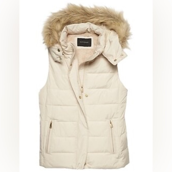Banana Republic Women's Full Zip Removable Faux Fur Hood Vest Puffer ✅ - Picture 6 of 7